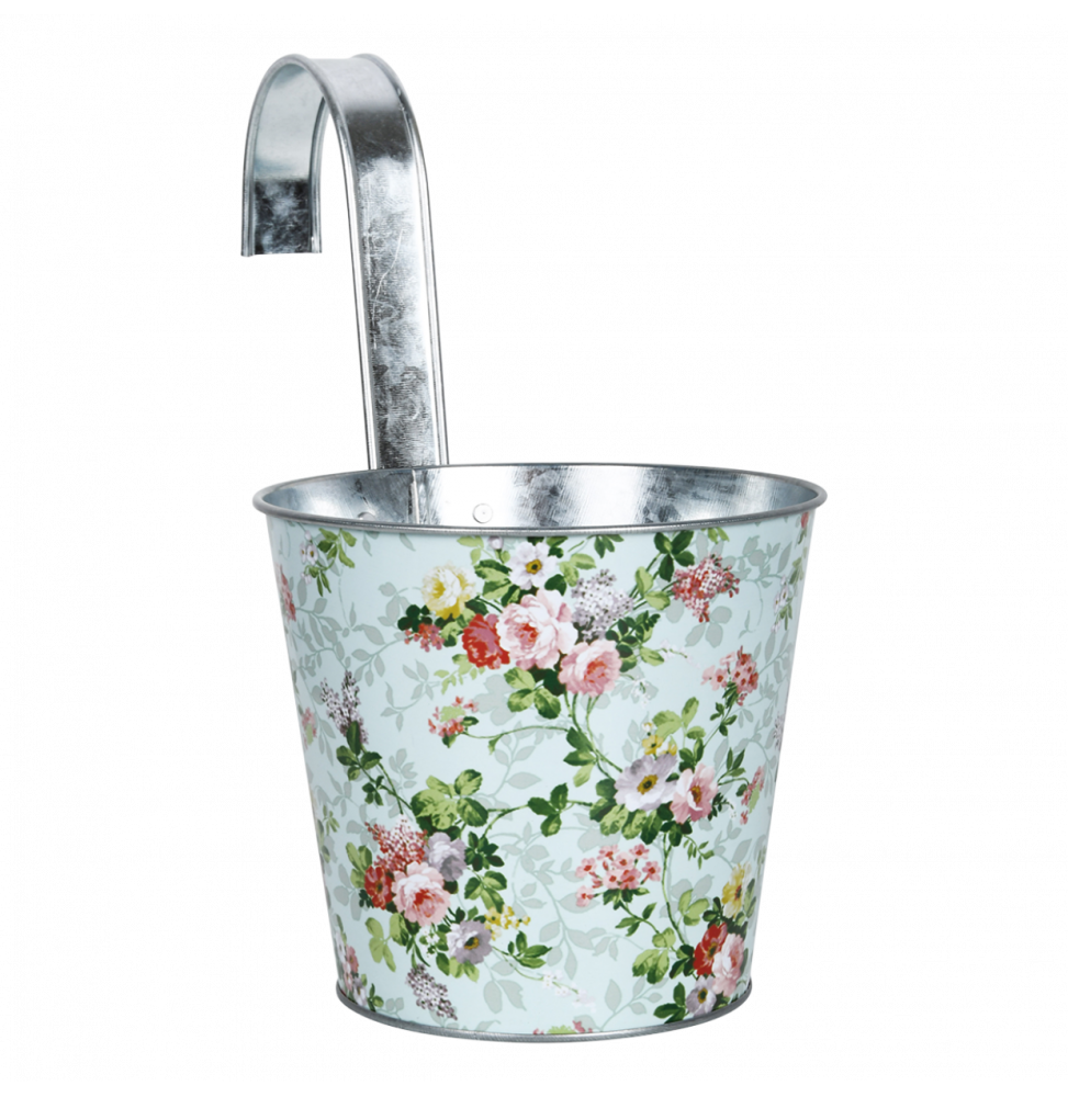 Cache-pot avec crochet - L 27 x l 15,9 x H 26 cm - Zinc