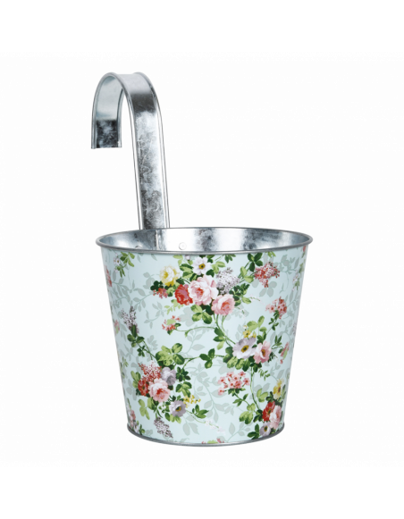 Cache-pot avec crochet - L 27 x l 15,9 x H 26 cm - Zinc