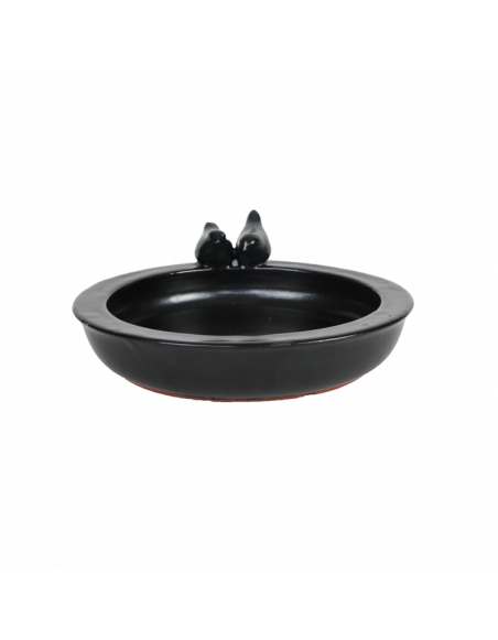 Bain oiseaux rond - L 32,9 x l 30,7 x H 10,9 cm - Gris anthracite