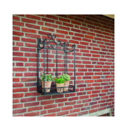 Porte plantes mural pliant - L 44 x l 23,7 x H 78,5 cm - Noir