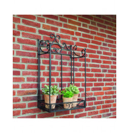 Porte plantes mural pliant - L 44 x l 23,7 x H 78,5 cm - Noir