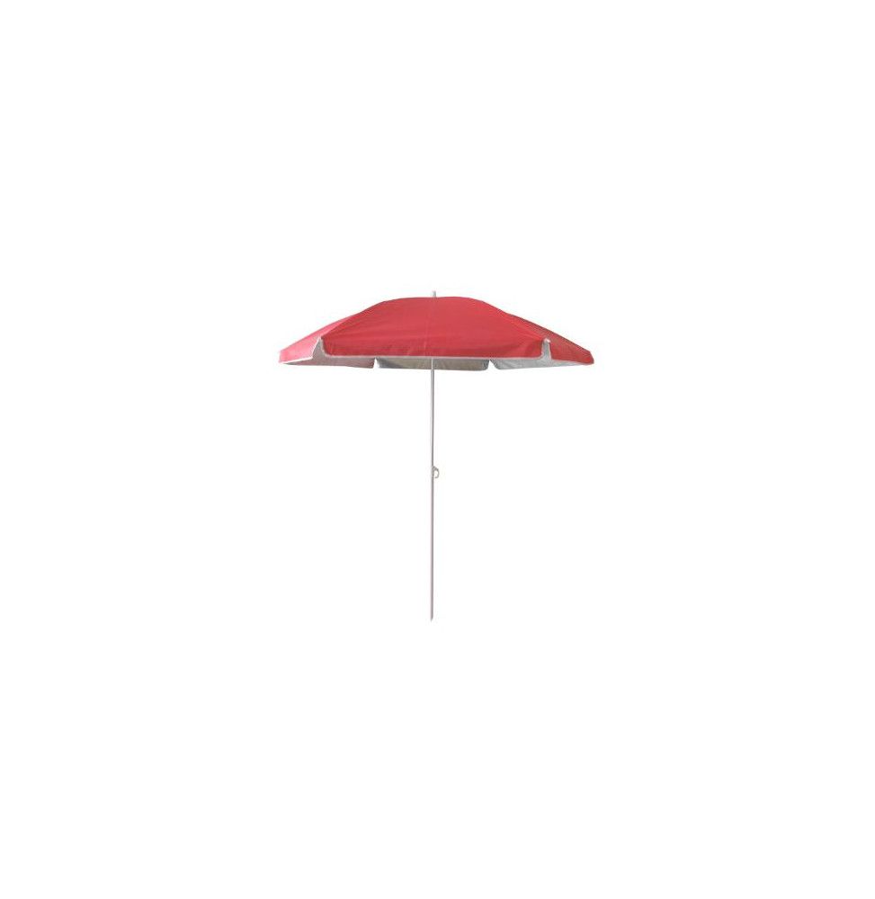 Parasol de plage anti-UV - L 140 cm x H 175 cm - Rouge corail