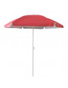 Parasol de plage anti-UV - L 140 cm x H 175 cm - Rouge corail