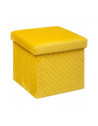 Pouf en velours avec pli - 31 x 31 cm - Jaune