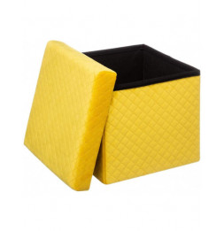 Pouf en velours avec pli - 31 x 31 cm - Jaune