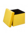 Pouf en velours avec pli - 31 x 31 cm - Jaune