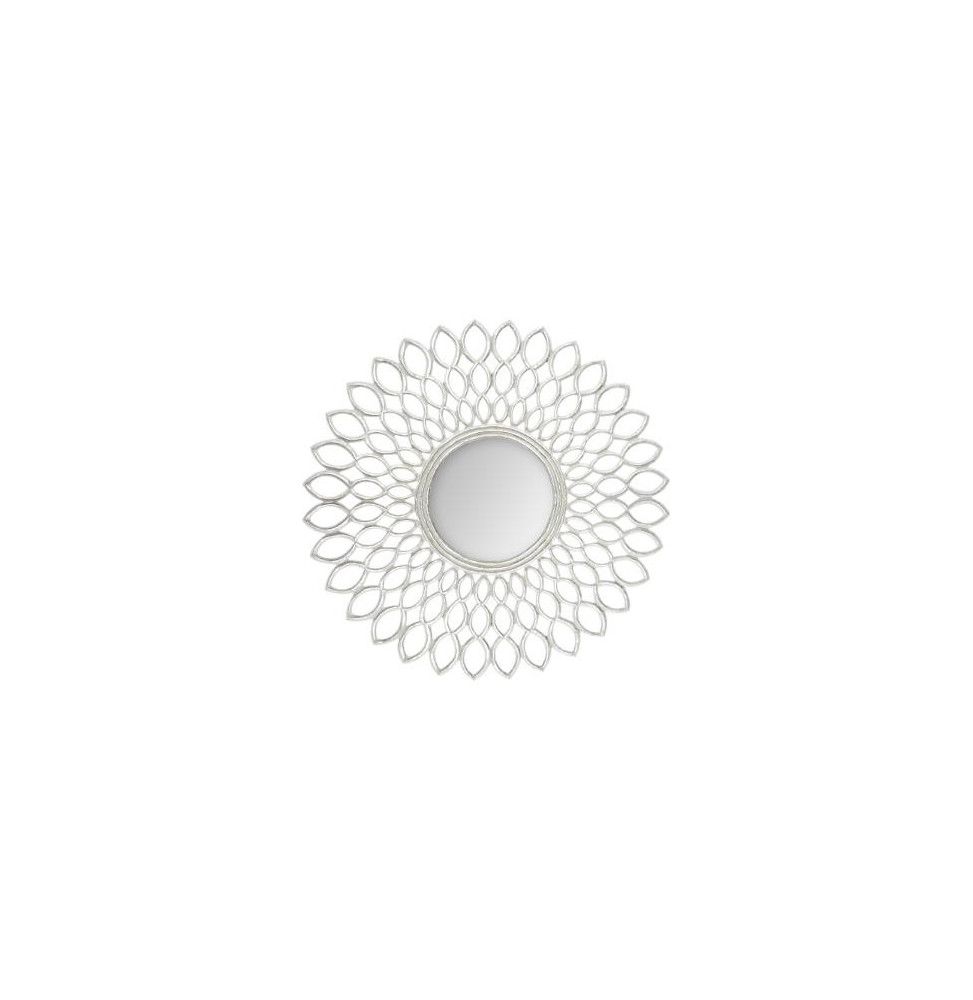 Grand miroir en forme de fleur - D 90,5 cm - Argenté