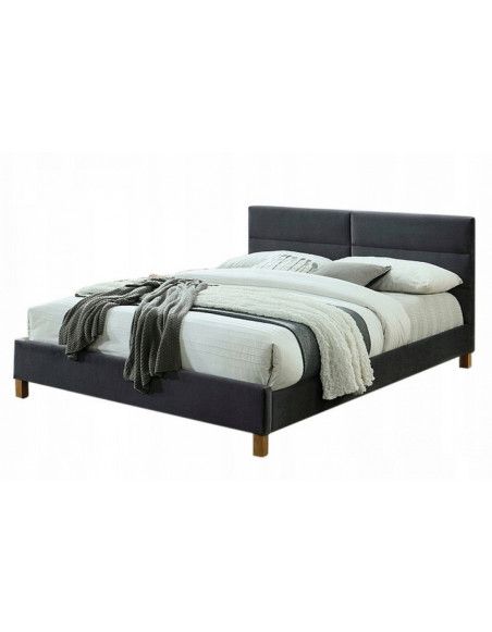 Lit double en velours - Sierra - 160 x 200 cm - Gris