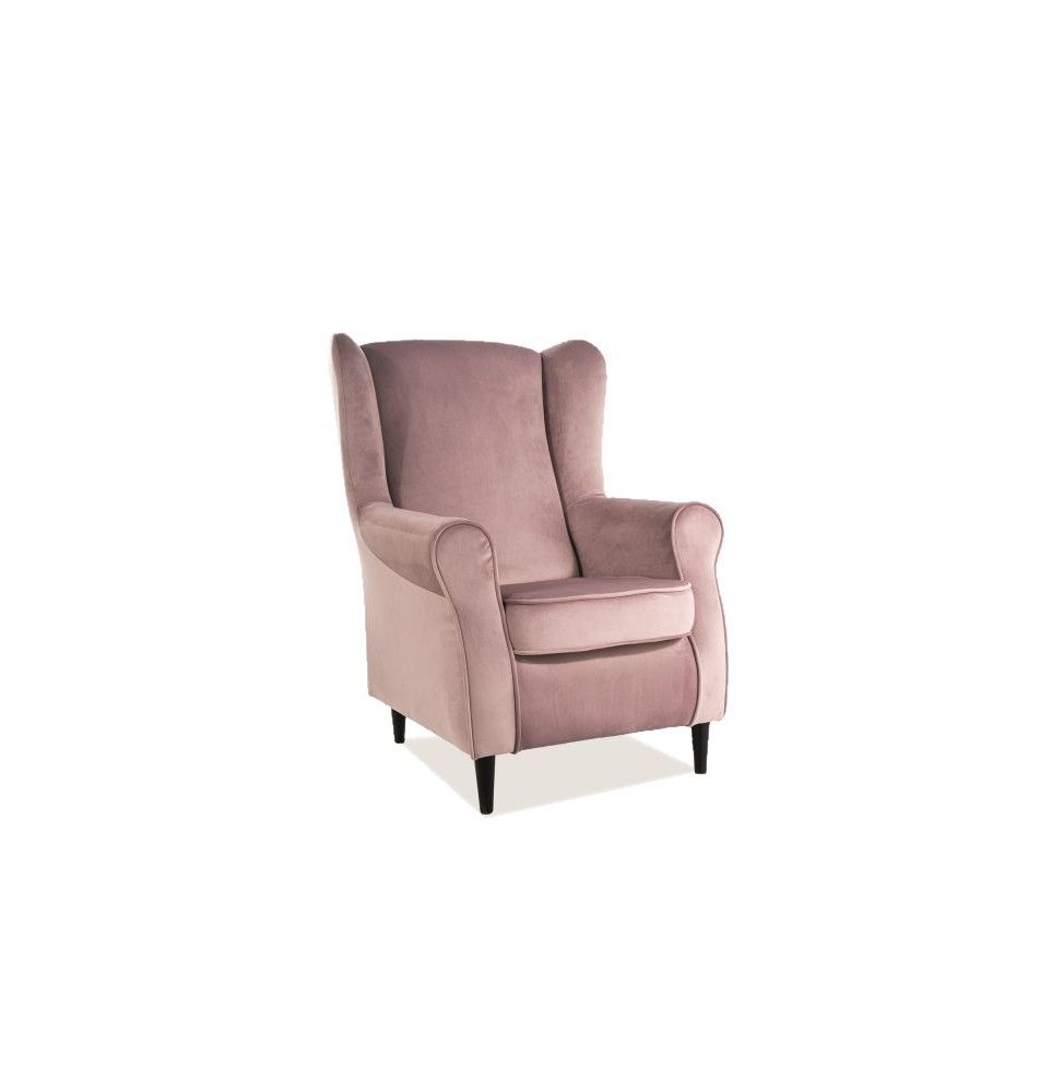 Fauteuil en velours - Baron - L 75 x H 101 cm - Rose