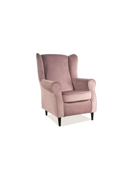 Fauteuil en velours - Baron - L 75 x H 101 cm - Rose