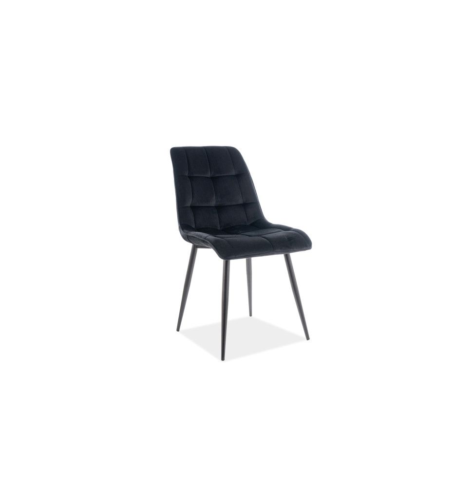 Chaise chic en velours - L 51 x P 44 x H 89 cm - Noir