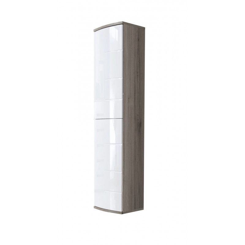 Armoire haute Ontario II - L 50 x P 35 x H 184 cm - Chêne et blanc