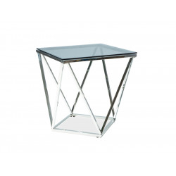 Table basse Silver - L 50 x H 53 cm - Verre fumé